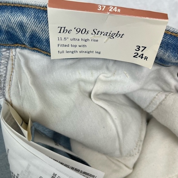Abercrombie & Fitch Jeans Sz 37/24 Plus The 90s Straight Ultra HR Light Wash NWT - Picture 11 of 15
